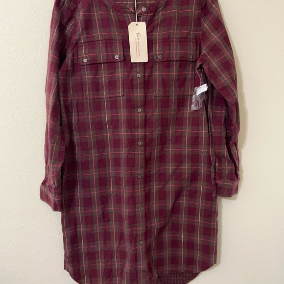 NWT- Two by Vince Camuto Plaid Long Sleeve Button-Up Shirt Dress - Picture 3 of 10
